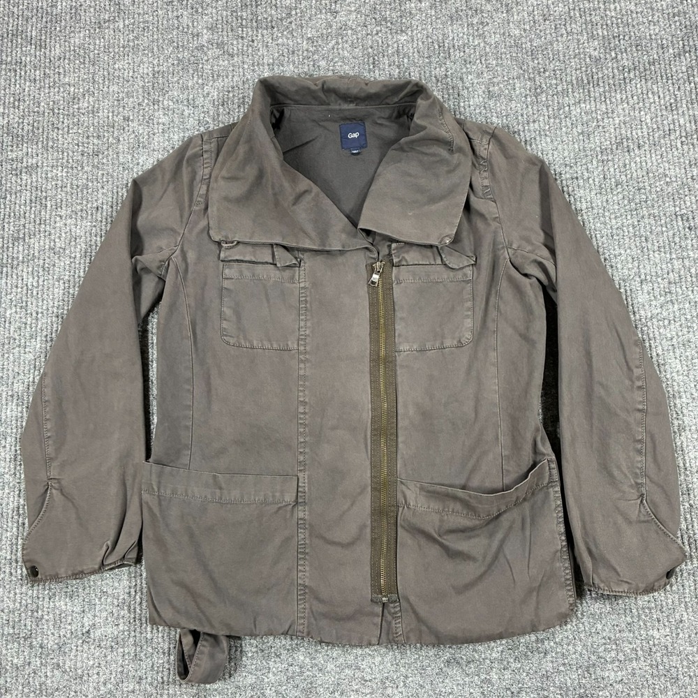 Gap Womens Small Brown Cotton Utility Field Jacket Full Zip Multi Pocket